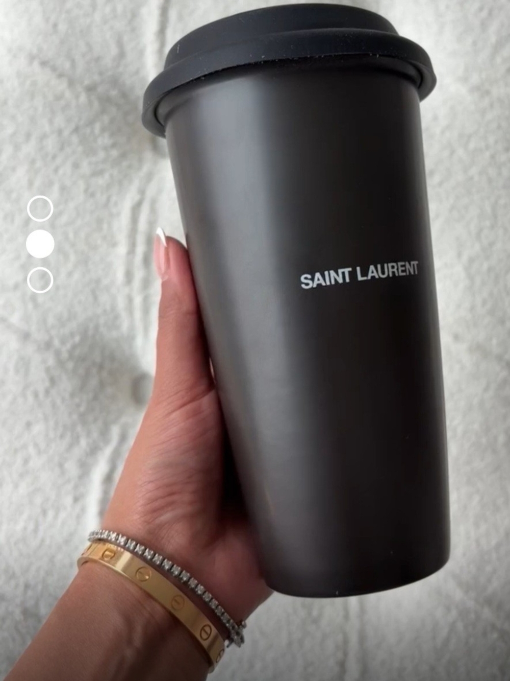 Saint Laurent Matte Black Travel Cup with Logo